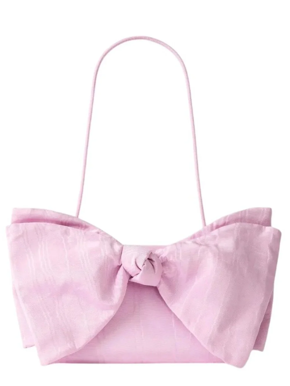 Loeffler Randall Valerie Pink Moire Bow Clutch in Powder Pink Womens Shoulder